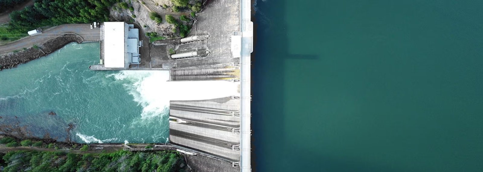 Aerial view of hydroelectric dam